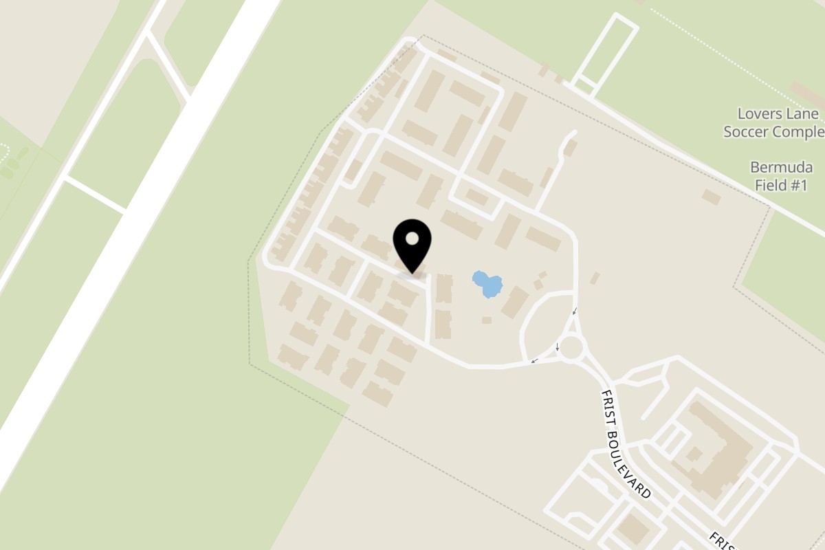 Map showing the location of BLU Bar & Grill on 494 Hub Blvd in Bowling Green